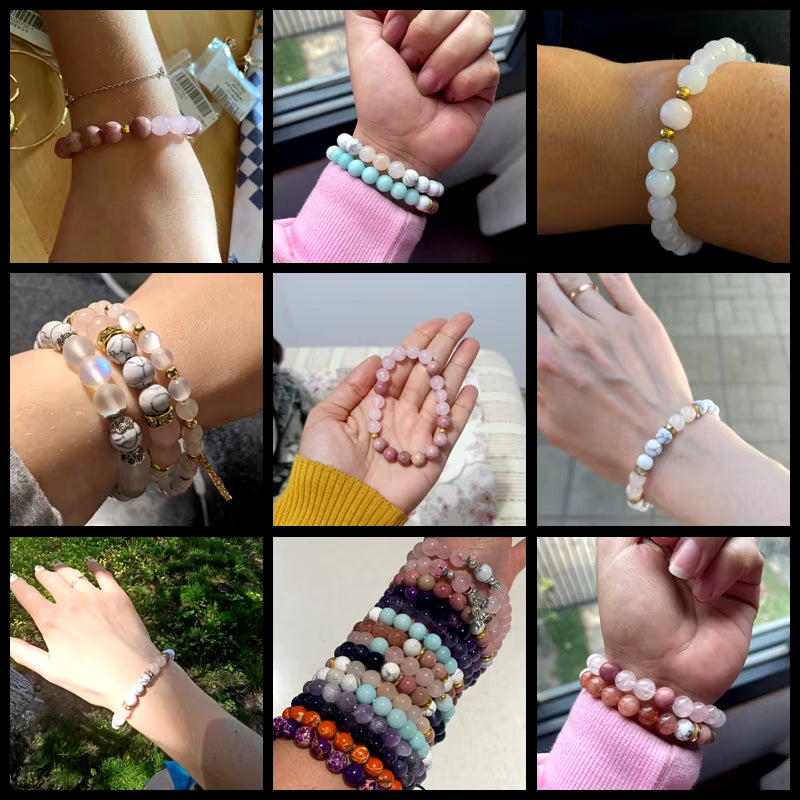 Women Girl Rose Pink Crystal Beads Bracelet for Ladies Natural Pink Rhodochrosite Rhodonite Stone Beads Bracelet Jewelry Gifts