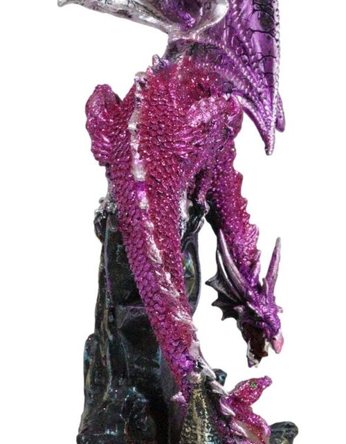Load image into Gallery viewer, Pink Metallic Dragon Guarding Hatchling Drake Emerging from Acrylic LED Egg
