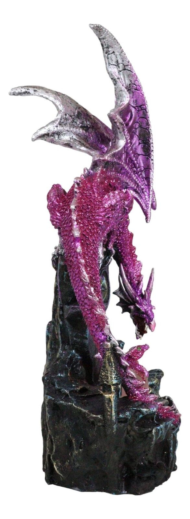 Pink Metallic Dragon Guarding Hatchling Drake Emerging from Acrylic LED Egg