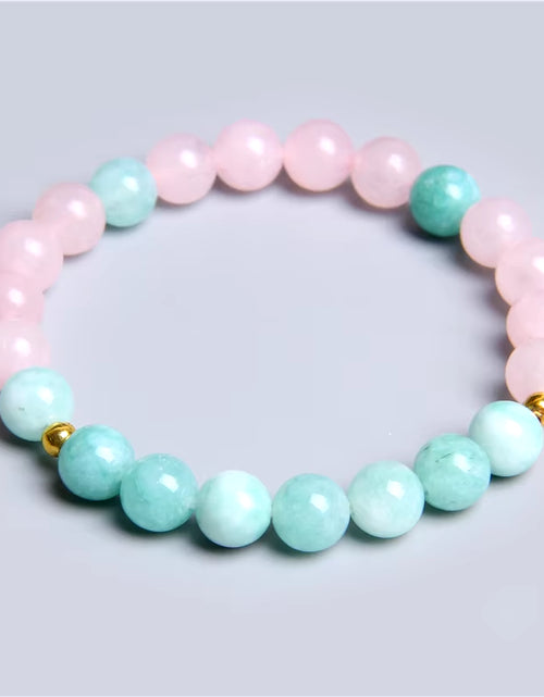 Load image into Gallery viewer, Women Girl Rose Pink Crystal Beads Bracelet for Ladies Natural Pink Rhodochrosite Rhodonite Stone Beads Bracelet Jewelry Gifts
