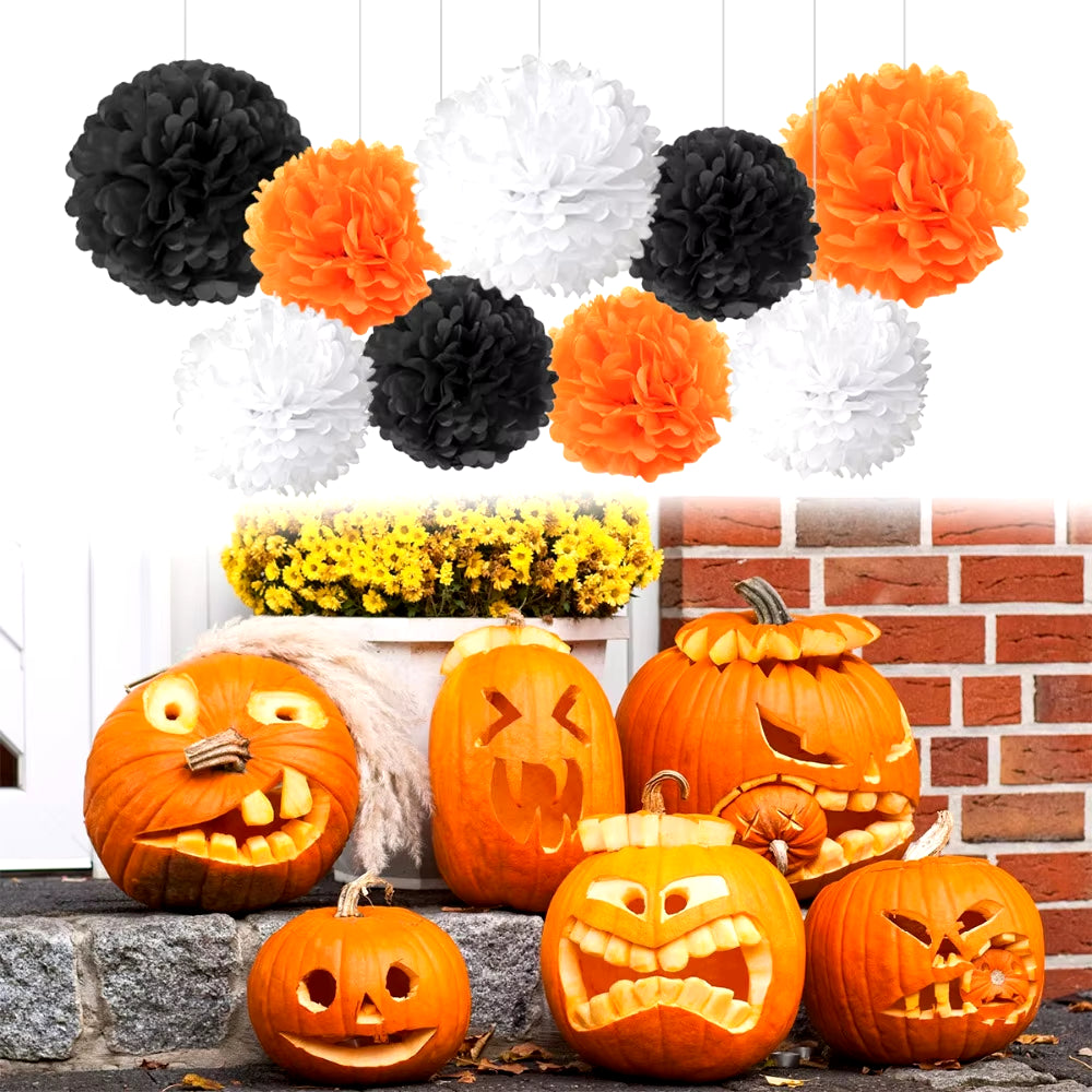 9Pcs/Set Tissue Paper Pompoms Happy Birthday Decoration Paper Pom Poms Balls Flowers Home Decor for Wedding Party Supplies