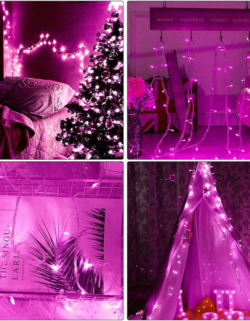 Load image into Gallery viewer, 100 Led Pink String Lights Outdoor Waterproof Valentines Day Decorations, 33 Ft Pink Led String Lights for Bedroom, 8 Modes Plug in Fairy Lights for Outside, Pink Room Decor
