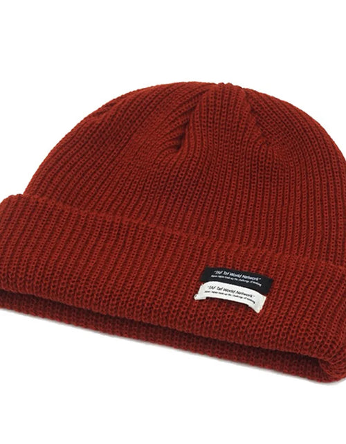 Load image into Gallery viewer, Autumn Winter Men&#39;S Ribbed Knit Skull Cap Women Beanie Cuff Hat with Tag Toque Dark Grey Orange White Black Blue-Green Pink
