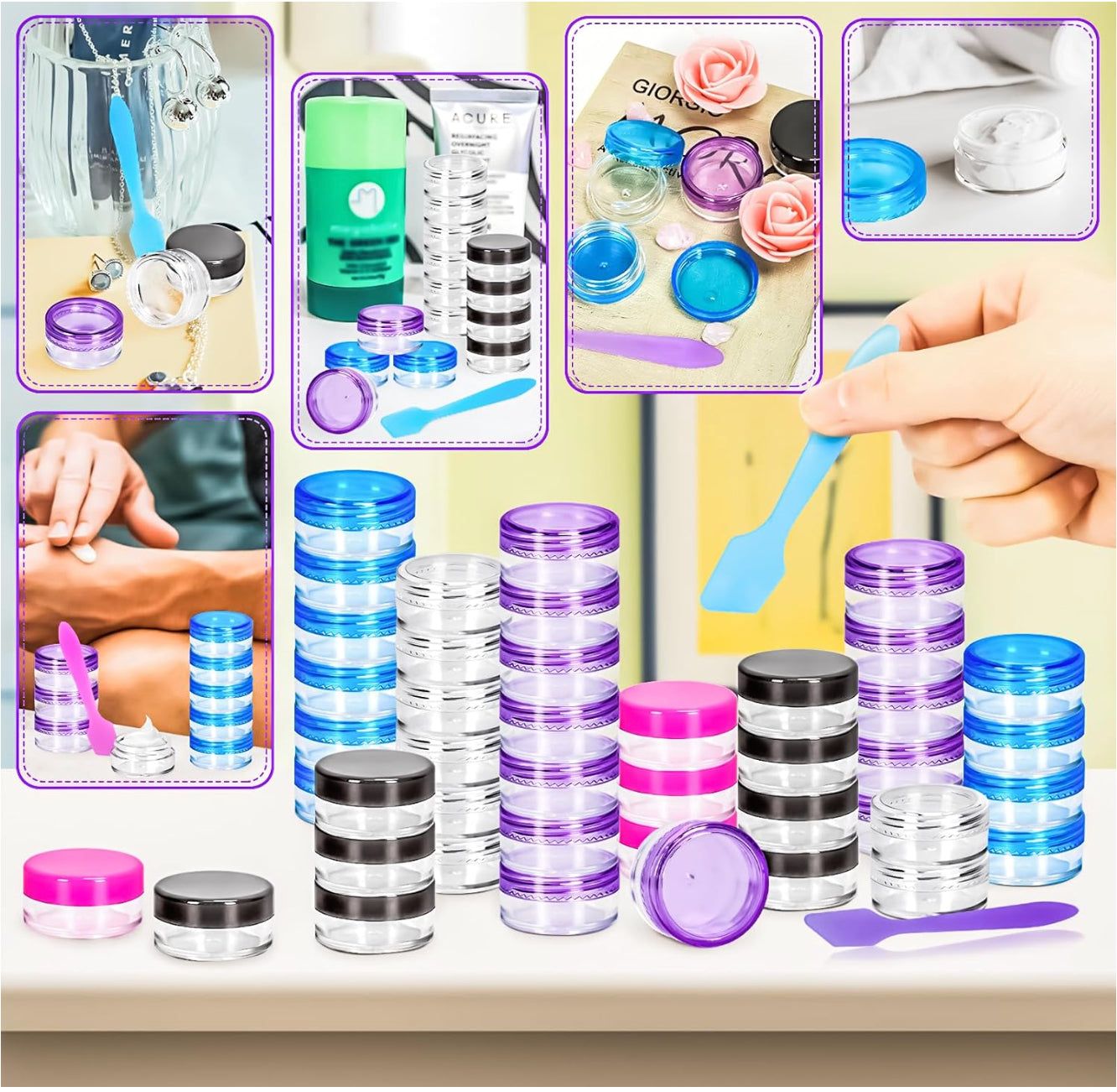 100-Piece 5G Cosmetic Sample Jars - Empty Small Containers for Makeup, Lip Balm