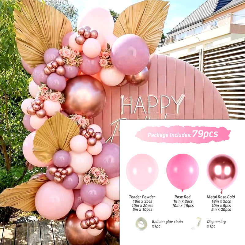 Pink Balloon Garland Arch Kit Wedding Birthday Party Decoration Baby Shower Girl Confetti Latex Pink Balloon Birthday Decor