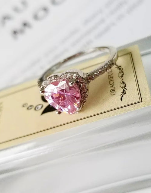 Load image into Gallery viewer, Pink Silver Color Cute Ring Finger Anel Aneis CZ Flower Ring for Women Jewelry Pure Wedding Engagement R1707-Pink
