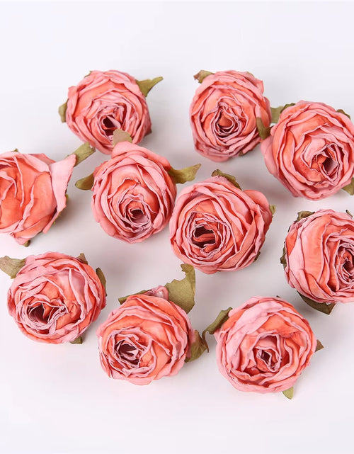 Load image into Gallery viewer, 5PCS Artificial Silk Rose Flowers Head Burnt Edge Rose Fake Flower DIY Wedding Decorations Home Crafts Scrapbook Accessories
