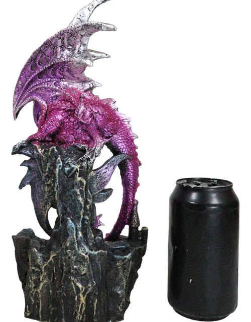 Load image into Gallery viewer, Pink Metallic Dragon Guarding Hatchling Drake Emerging from Acrylic LED Egg

