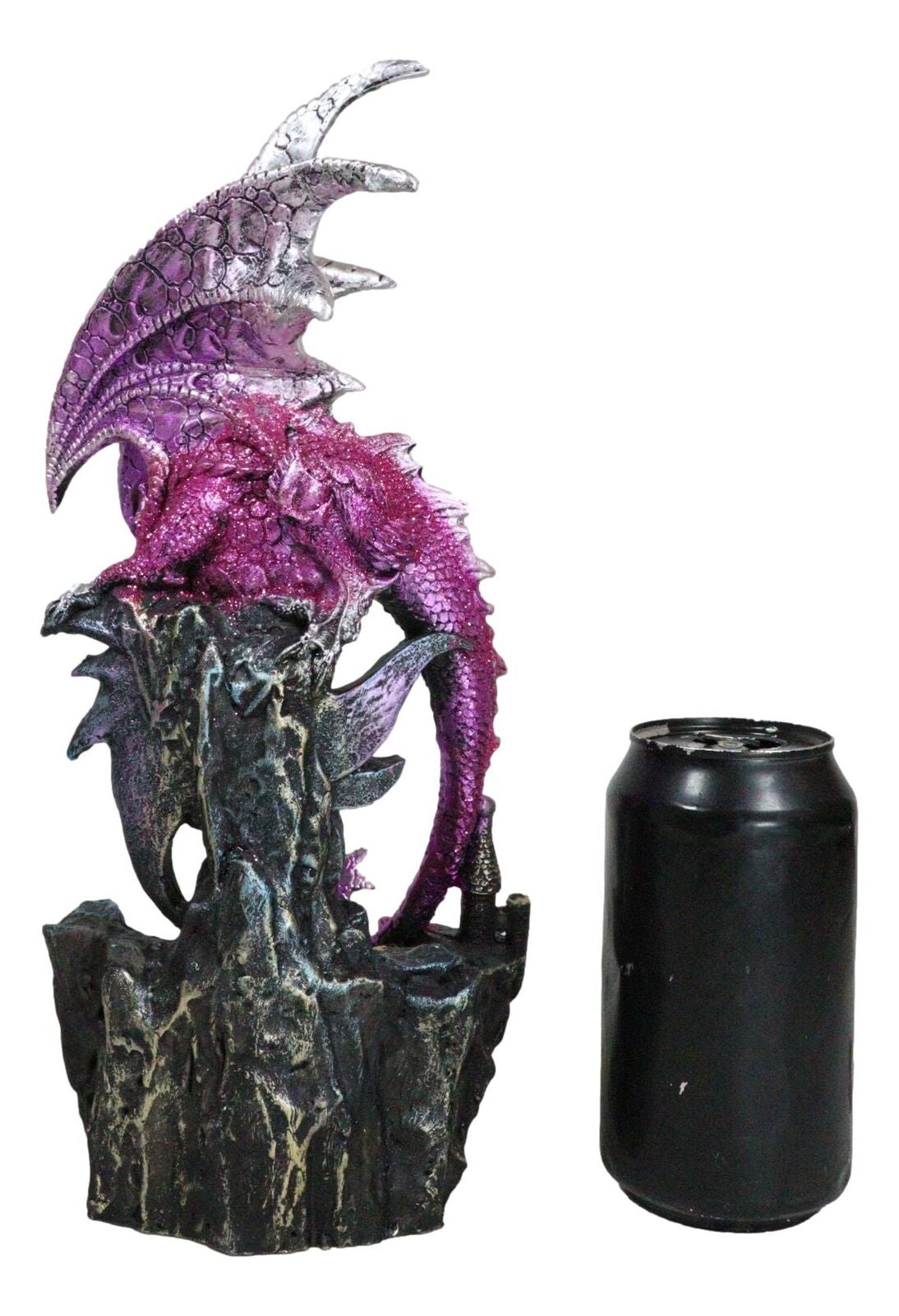 Pink Metallic Dragon Guarding Hatchling Drake Emerging from Acrylic LED Egg