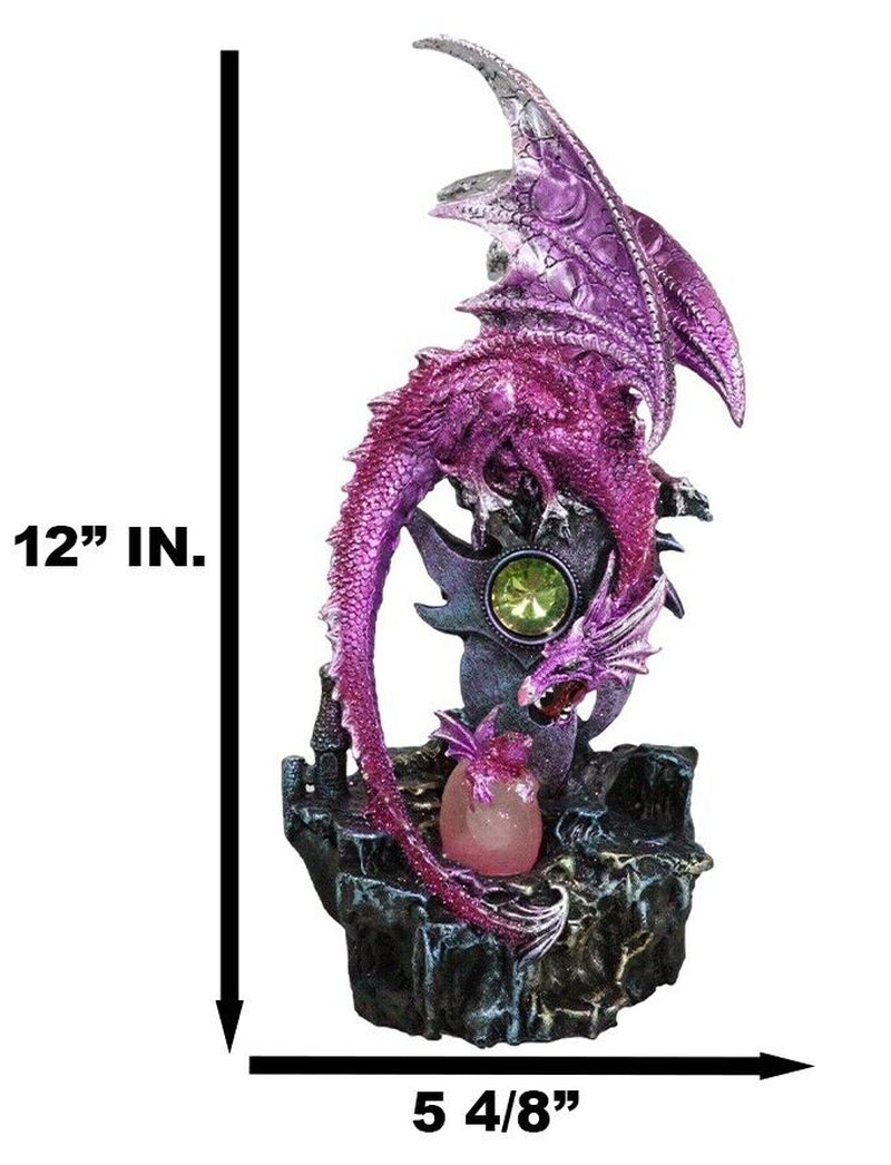 Pink Metallic Dragon Guarding Hatchling Drake Emerging from Acrylic LED Egg