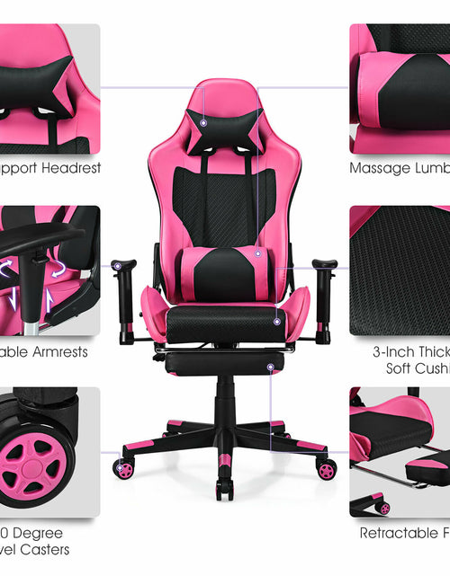 Load image into Gallery viewer, Massage Gaming Chair Reclining Racing Office Computer Chair with Footrest Pink
