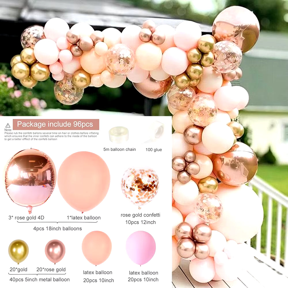 Pink Balloon Garland Arch Kit Wedding Birthday Party Decoration Baby Shower Girl Confetti Latex Pink Balloon Birthday Decor