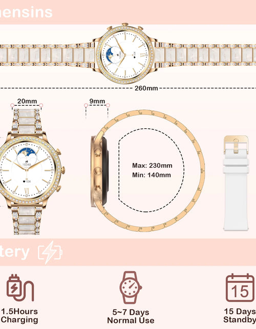 Load image into Gallery viewer, Women&#39;S Smart Watch Calling Watch Android Smart Watch with Call, Text and Camera Smart Watch for Android Devices, Gold
