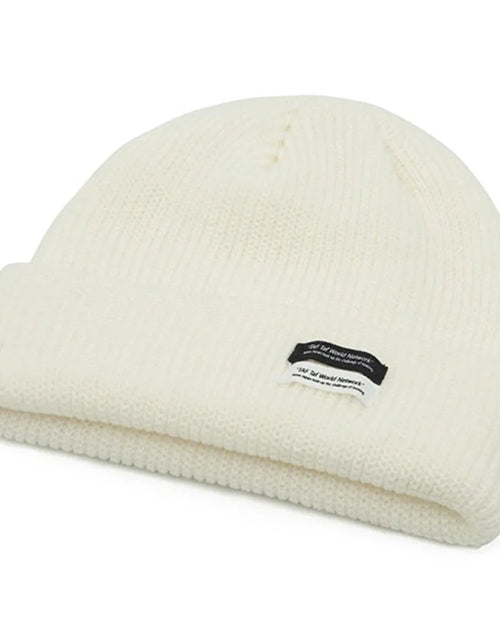 Load image into Gallery viewer, Autumn Winter Men&#39;S Ribbed Knit Skull Cap Women Beanie Cuff Hat with Tag Toque Dark Grey Orange White Black Blue-Green Pink
