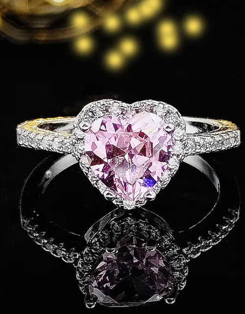 Load image into Gallery viewer, Pink Silver Color Cute Ring Finger Anel Aneis CZ Flower Ring for Women Jewelry Pure Wedding Engagement R1707-Pink
