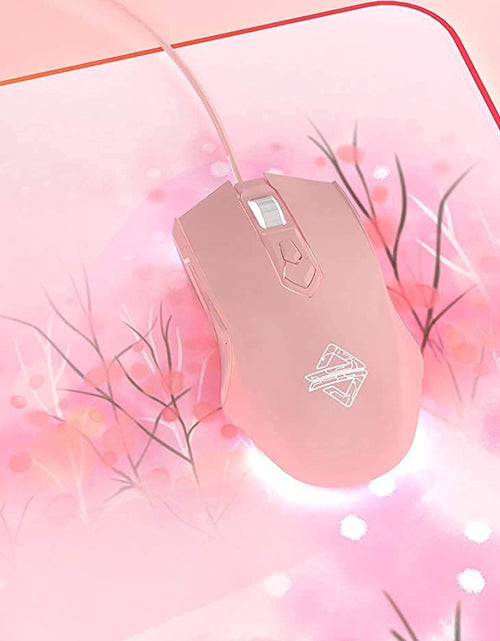 Load image into Gallery viewer, AJ52 RGB Wired Gaming Mouse, 7 Programmable Buttons, Computer Mice with RGB Lighting, 200-4800 DPI Adjustable, for Pc/Laptop (Pink)
