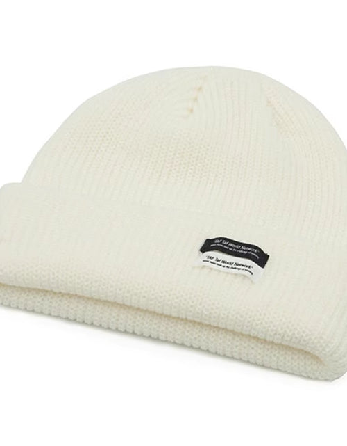 Load image into Gallery viewer, Autumn Winter Men&#39;S Ribbed Knit Skull Cap Women Beanie Cuff Hat with Tag Toque Dark Grey Orange White Black Blue-Green Pink
