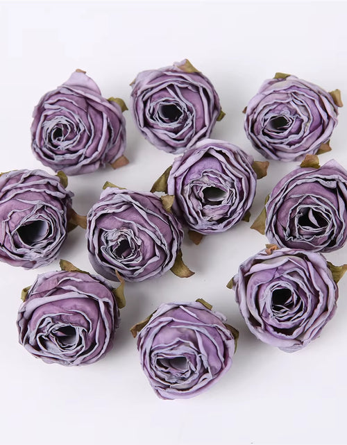 Load image into Gallery viewer, 5PCS Artificial Silk Rose Flowers Head Burnt Edge Rose Fake Flower DIY Wedding Decorations Home Crafts Scrapbook Accessories
