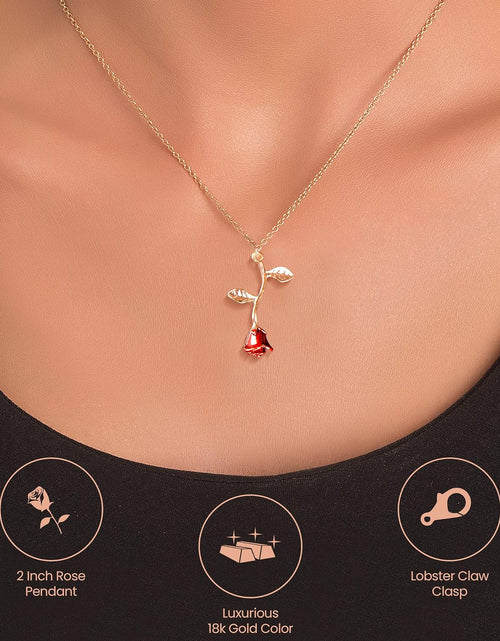 Load image into Gallery viewer, Gold Rose Pendant Necklace for Women - Aesthetic, Preppy Jewelry for Teen Girls and Women - Dainty Gold Necklace for Women - Gold Necklace for Women Trendy - 14K Gold Necklace for Women
