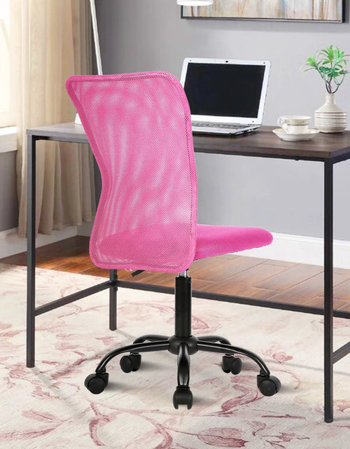 Load image into Gallery viewer, Pink Office Chair Adjustable Armless Mesh Computer Desk Chair with Lumbar Support, Ergonomic Mid Back Swivel Task Executive Chair, Pink
