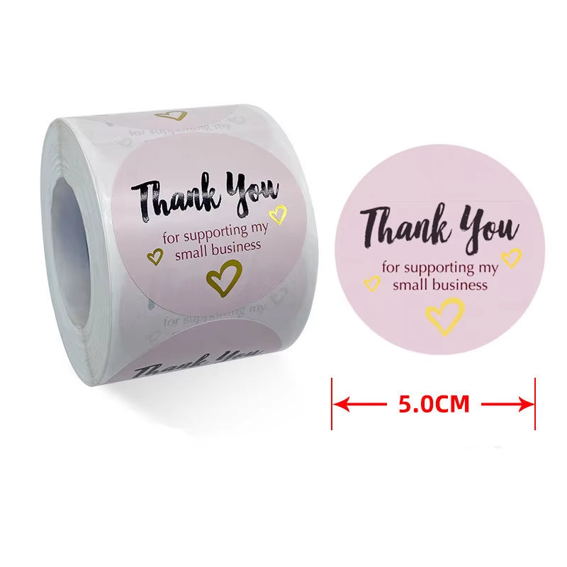 Exquisite XL Size 2 Inch/50Mm Thank You Stickers Handmade with Love Labels for Small Business Envelope Gift Wedding Baking Decor