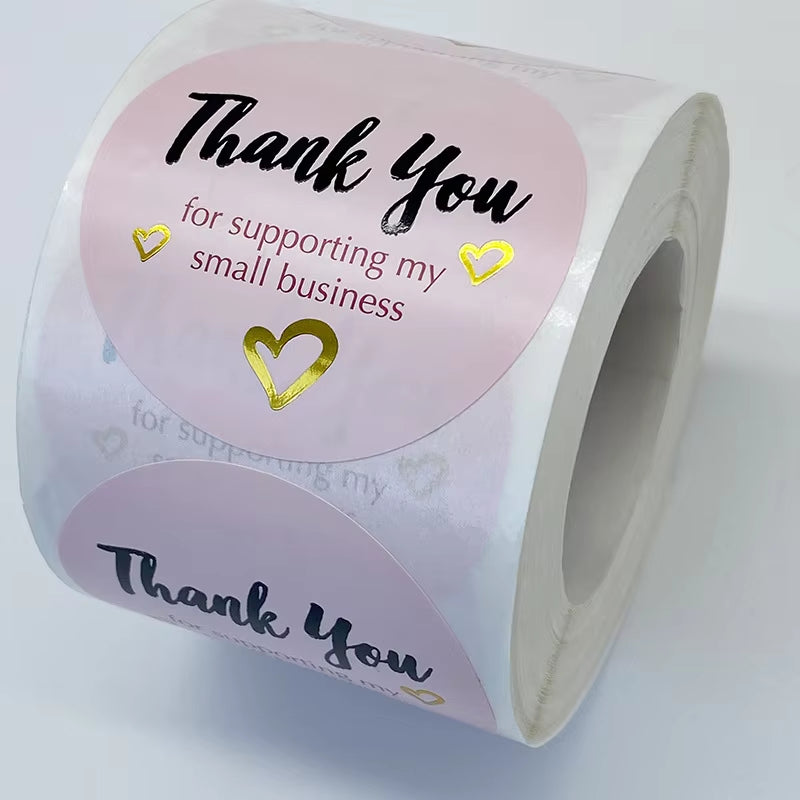 Exquisite XL Size 2 Inch/50Mm Thank You Stickers Handmade with Love Labels for Small Business Envelope Gift Wedding Baking Decor