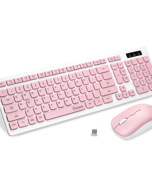 Load image into Gallery viewer, Wireless Keyboard and Mouse Combo, Full Size Wireless Keyboard and Mouse, 2.4G Wireless Keyboard and Mouse Set for PC, Laptop, Windows, Desktop (Pink)
