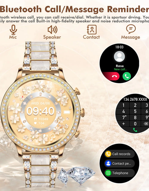 Load image into Gallery viewer, Women&#39;S Smart Watch Calling Watch Android Smart Watch with Call, Text and Camera Smart Watch for Android Devices, Gold
