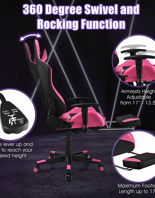 Load image into Gallery viewer, Massage Gaming Chair Reclining Racing Office Computer Chair with Footrest Pink
